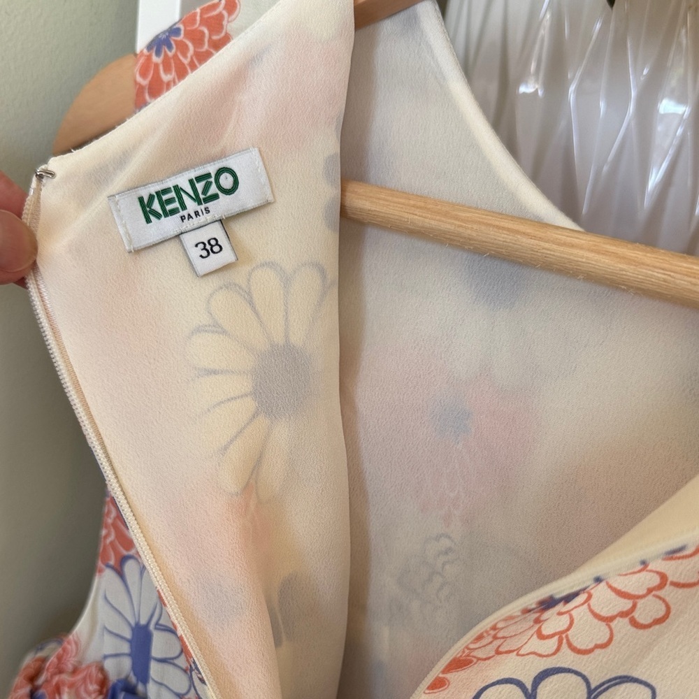 Kenzo Floral 100% Silk midi dress Sz M/ Fr 38 - Picture 6 of 8